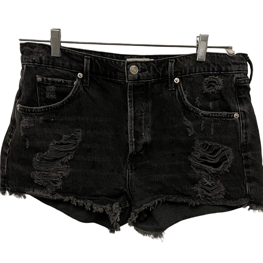 Women’s Agolde Distressed Black Denim Shorts Size 32